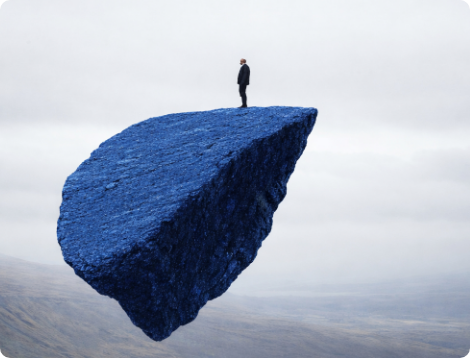 Sustainability and ESG strategy concept with individual standing on abstract platform symbolizing responsible business and long-term impact